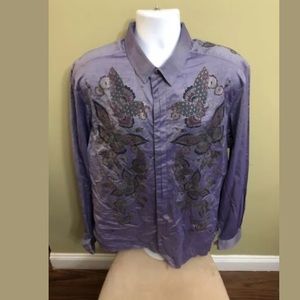 Men’s Just Cavalli Purple Floral Button Down 3XL